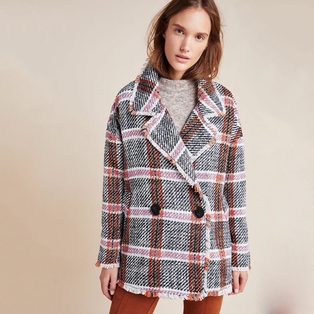 Anthropologie Eva Franco Double-Breasted Carrie Tweed Coat